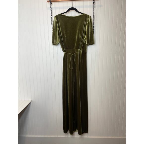 NWT Sorella Vita 9660 Velvet Velour Green Wrap Maxi Dress Bridesmaid Size 12 - Picture 3 of 7